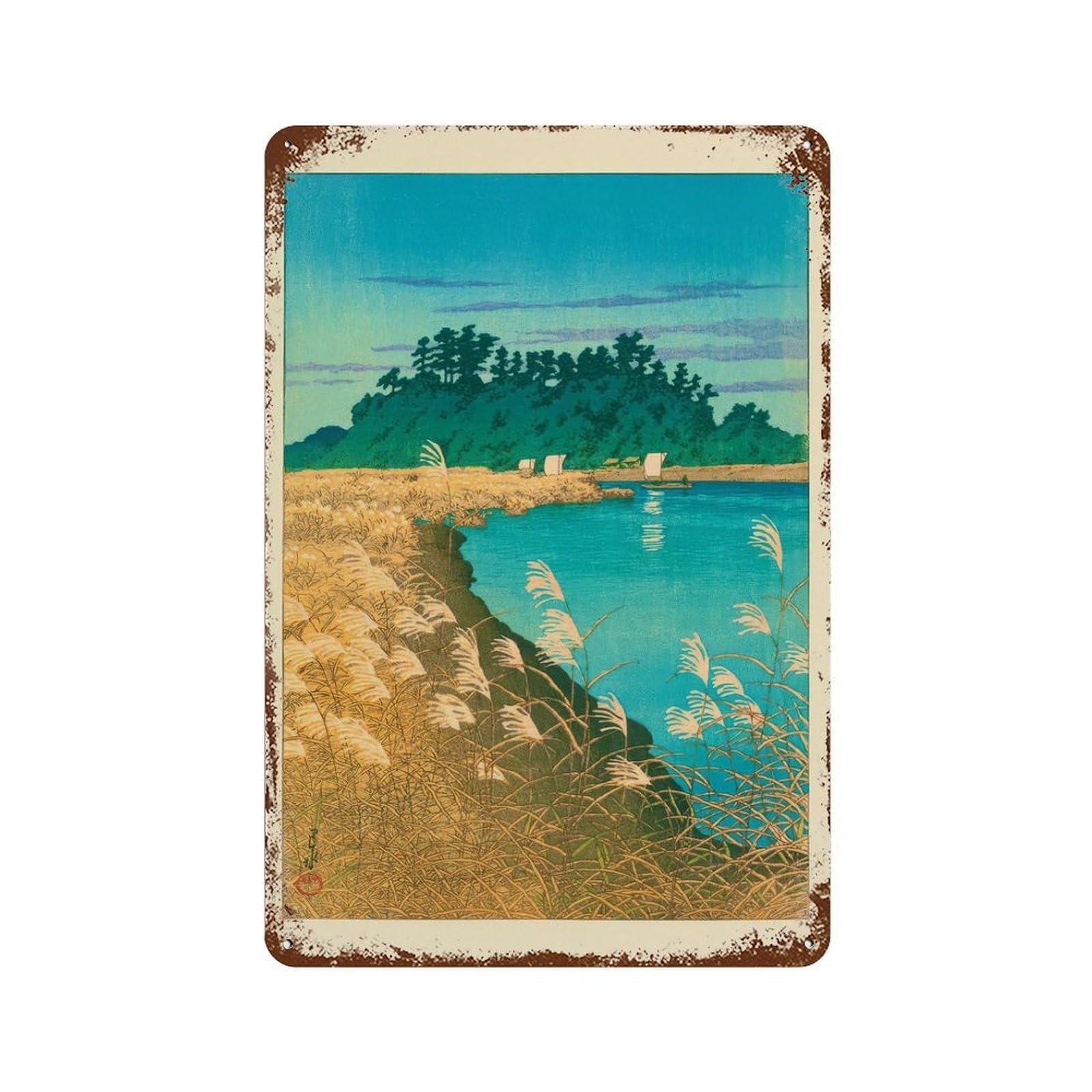 xiaoxiaoshen Japanese Lake Woodblock (2) Wall Decor Art Metal Tin Poster Modern Home Decor Art Home Bar Shop Decorations Vintage Sign 30x20cm