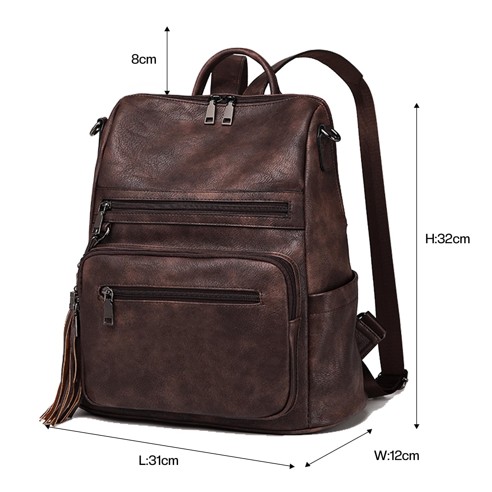 Zaino Donna in Cuoio Morbido Daypack Scuola Casual 2 in 1 come Zaino e Tracolla,Borsa e Zaino a Spalla in Moda da Donna per Scuola, Shopping, Universita, Liceo e Viaggio