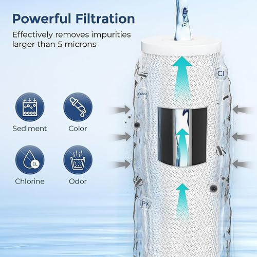 Miniatura 10 de Fil-fresh Cartucho de filtros de agua de carbono CTO de 5 micrones de 10 x 4.5 pulgadas, repuesto para sistema de filtro de agua para toda la casa,