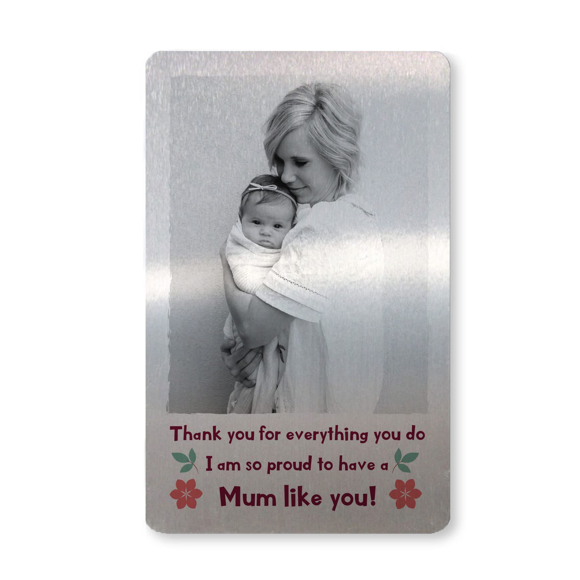 RED OCEAN Personalised Gifts For Her Mothers Day Gifts For Mum Mummy Personalised Metal Photo Card Gift For Purse Wallet