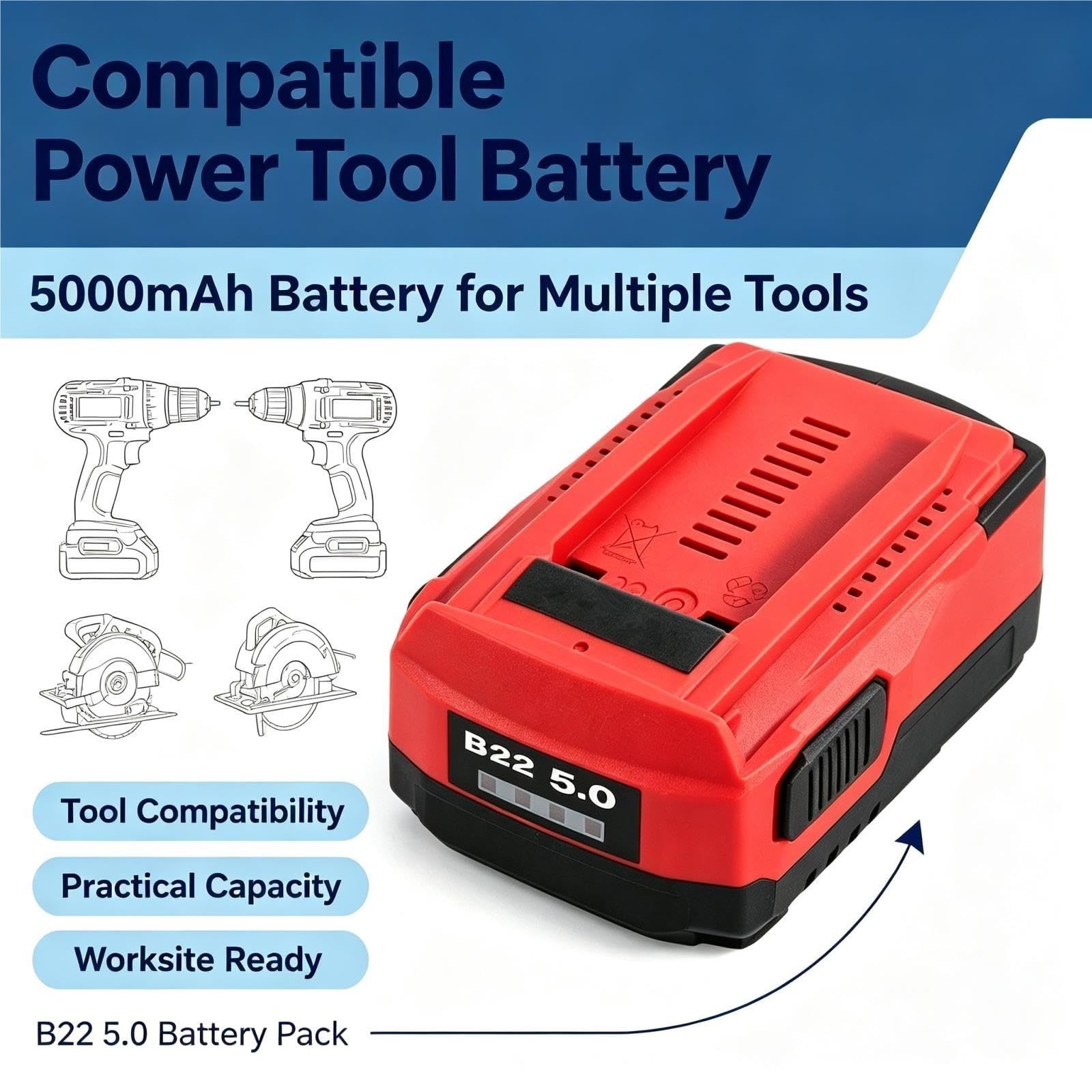 Batería Recargable De 5000MAh Compatible con Hilti B22