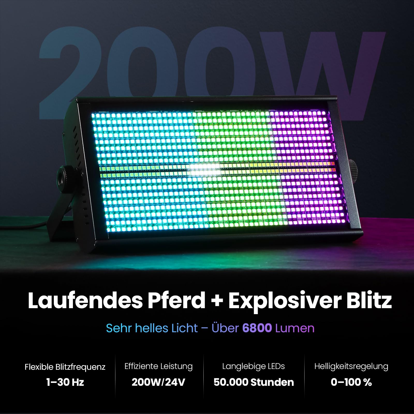BETOPPER LF4808 260W Matrix-Stroboskoplicht, Wash-Strobe und Blinder Bühnenlicht-Effekt, LED Wallwasher, Uplights DMX DJ-Licht für Party, Hochzeit, Club, Bar, Show (2 Stück)