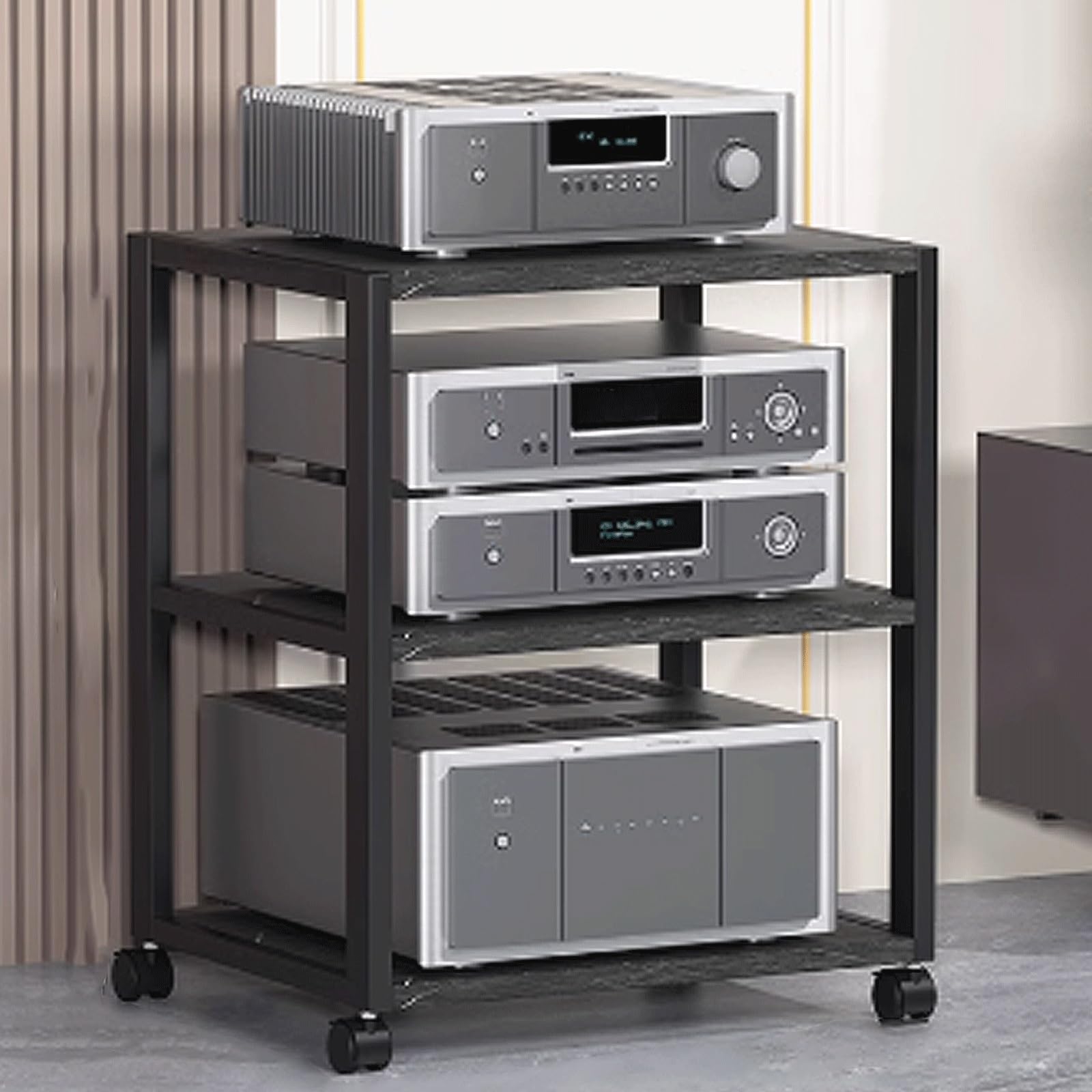 Tour rack AV haute capacité et ses 3 niveaux pour optimiser votre home cinéma