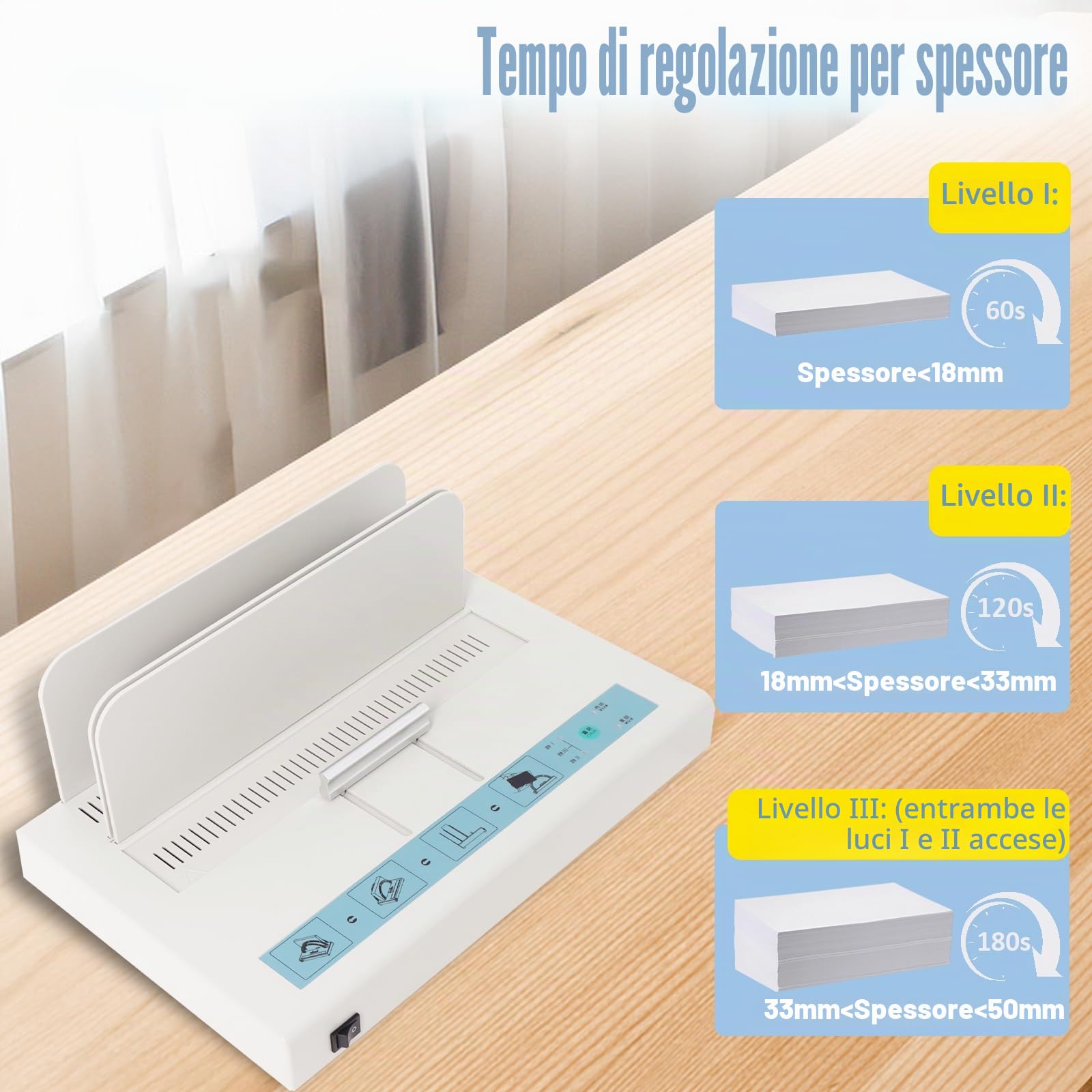 Macchina per rilegatura termica 500 fogli di capacità libro materiale di rilegatura 110 V Macchina per rilegatura A3 (bordo corto)/A4/A5 Raccoglitore di calore per documenti