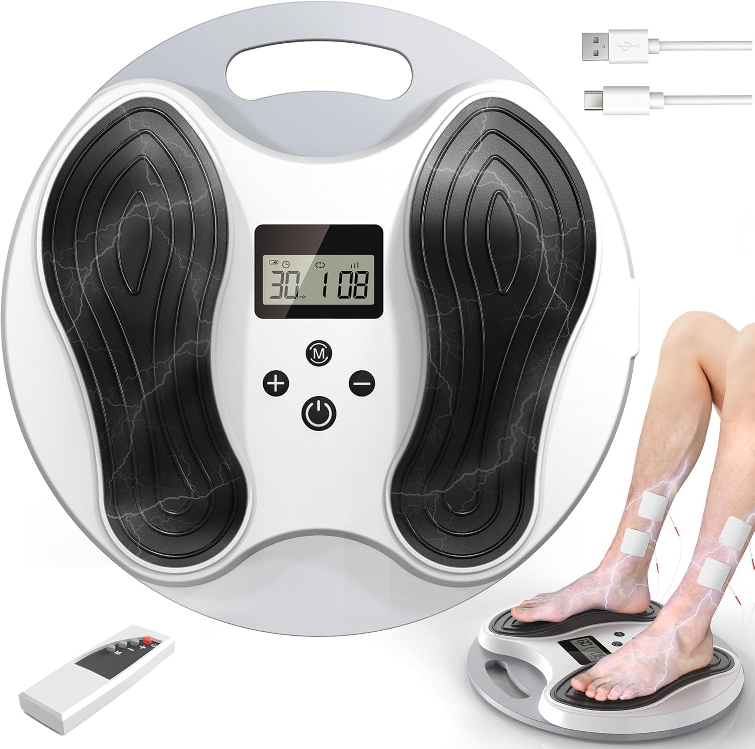 Circulation Blood Booster for feet and Legs, EMS Foot Massagers for Pain Relief and Circulation with TENS, Foot Massage Machine Neuropathy Pain Relief for Feet