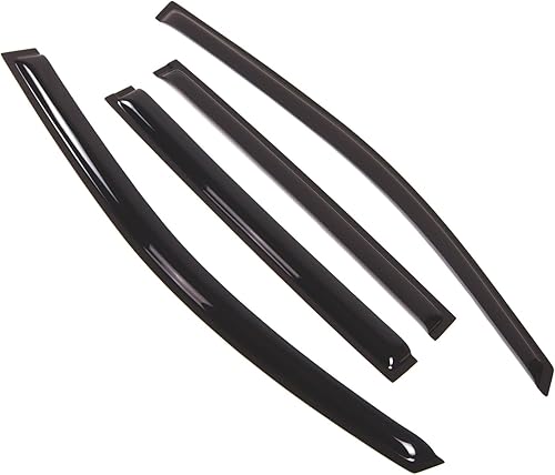 Tuningpros WD2-336 Deflector de visera de ventana de montaje exterior, protector de lluvia, color humo oscuro, juego de 4 piezas compatible con