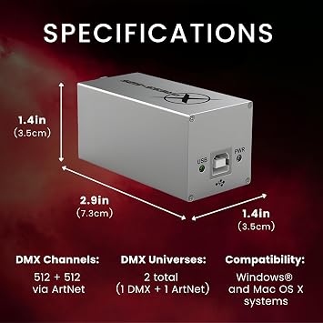 CHAUVET DJ Xpress-512S Dmx Interface For Showxpress Software | Two Universe Control With Dmx & Artnet | Standalone Show Playback Without Computer | Windows & Mac Os X Compatibility | 512 Dmx Channels Plus Artnet 512, Standalone Show Playback, USB-Powered, Windows and Macos Compatible, (2 Universes)