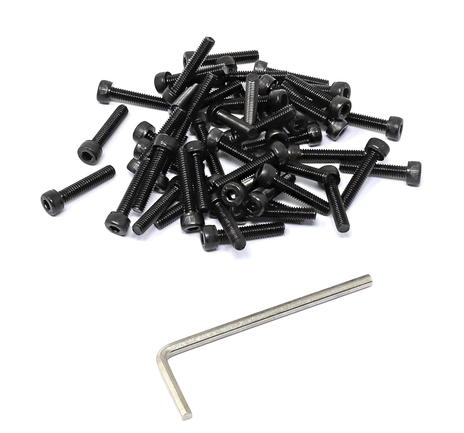 iexcell 100 Pcs M2 x 4mm Thread Pitch 0.4 mm Alloy Steel 12.9 Grade Hex Socket Head Cap Screws Bolts Kit, Black Oxide Finish