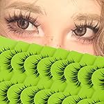 outopen 10 Pairs Manga Lashes Natural Look False Eyelashes Wispy Spiky Anime Lashes Korean Japanese Asian Style Cosplay Fake Eyelashes with Clear Band