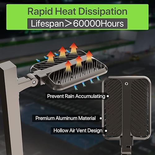 Miniatura 3 de Luces LED de estacionamiento de 300 W, 45000 lúmenes, 5000 K, luces de calle ajustables con fotocélula del atardecer al amanecer, 100-277 V, IP65,