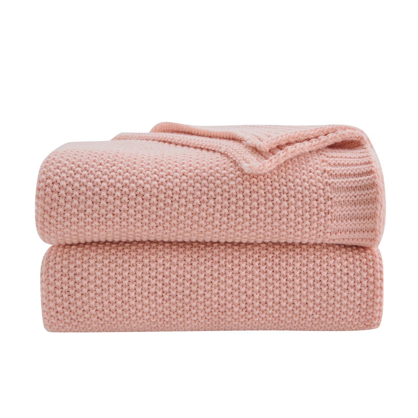 CozeCube Pink Throw Blanket for Couch, Soft Cozy Cable Knit Throw for Bed Sofa Living Room, Lightweight Warm Decorative Farmhouse Christmas Blanket,