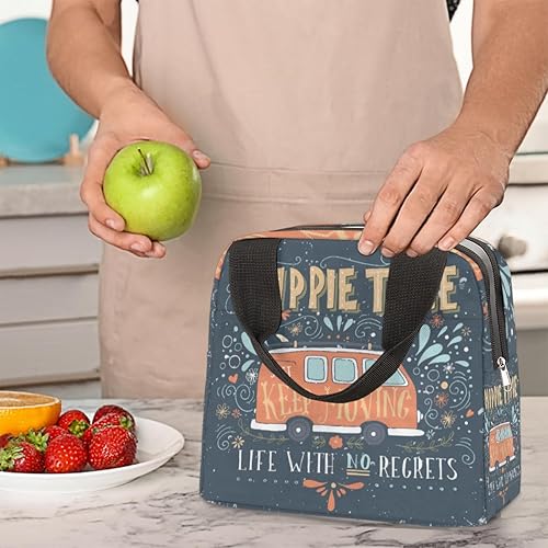Miniatura 7 de Hippie Time Bus - Lonchera reutilizable para mujer, lonchera térmica con aislamiento térmico para niños, adultos, niños, escuela, oficina, picnic