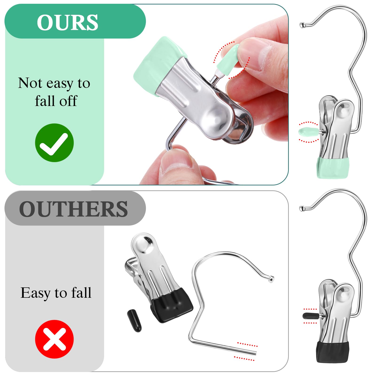 Yinder Stiefelbügel, Clips, Wäscheklammern, zum Aufhängen, Edelstahl, tragbare Clip-Kleiderbügel für Schrank, Reisen, Socken, Hosen, Handtaschen, Hüte, Handtücher (mehrfarbig, 300 Stück)