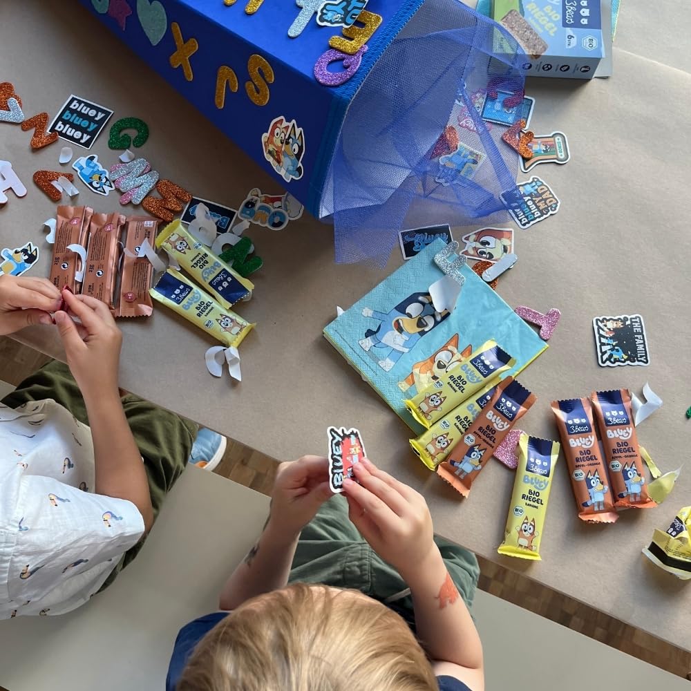 3Bears Bluey Müsliriegel für Kinder – Apfel – 6er Pack – Kinder Riegel mit Haferflocken – Fruchtriegel Kinder – Snacks für Kita & Schule - Ohne Palmöl - Vegan