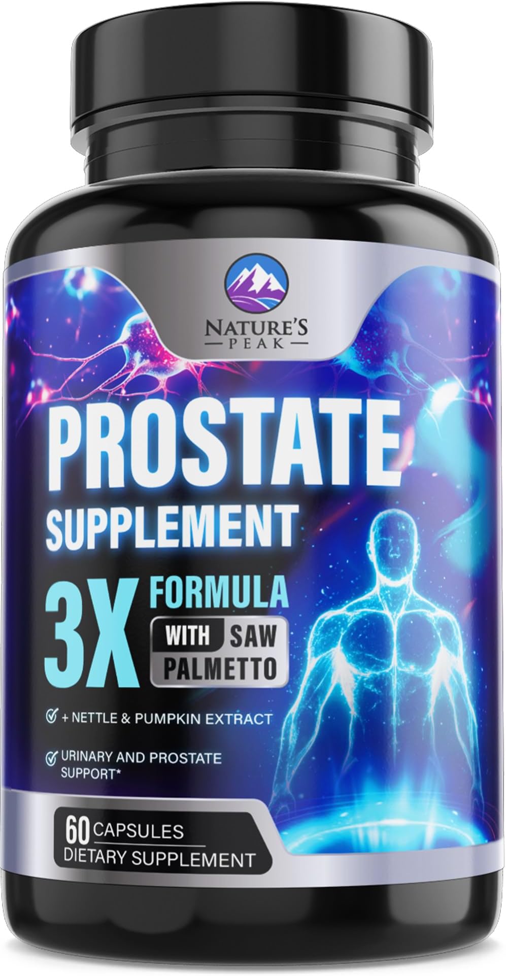 Prostate Health Supplements for Men - 3X Strength with Saw Palmetto Blend Stinging Nettle Root & Pumpkin Seed Support Complex - Supports Bathroom Trips Prostate & Urinary Health - 60 Capsules