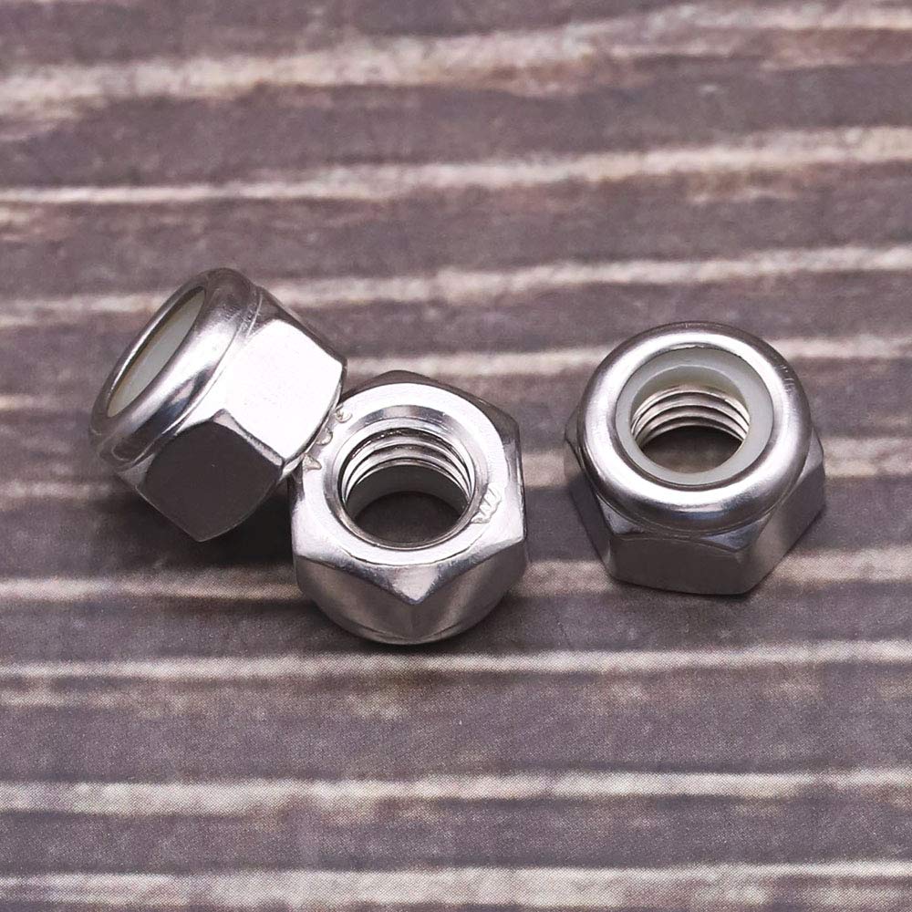 1/2"-13 Nylon Insert Hex Lock Nuts, Allen Hex Drive, 304 Stainless Steel 18-8, Full Thread, Coarse Thread UNC, Pack of 20