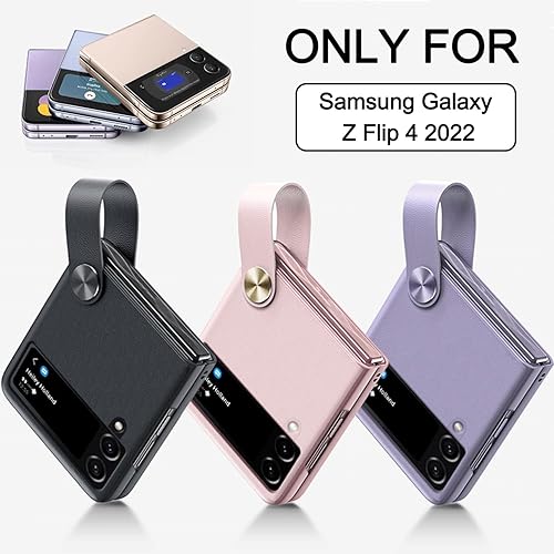 Miniatura 2 de Miimall Funda protectora para Samsung Galaxy Z Flip 4 con correa, piel sintética premium con función atril para mujeres y niñas, a prueba de golpes,