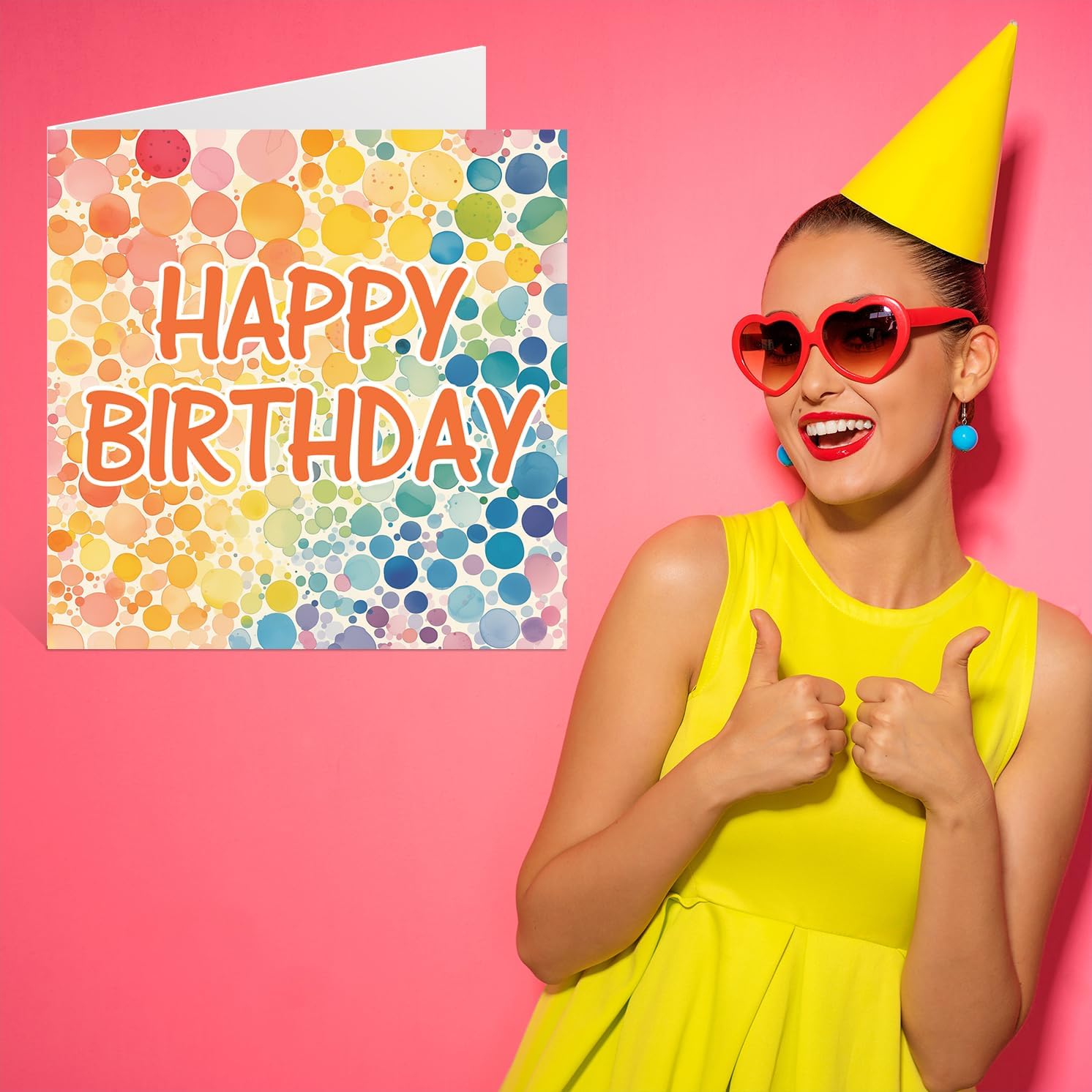 Birthday Cards for Her Him - Bubble Shapes Painting - Happy Birthday Card for Mum Dad Brother Sister Auntie Uncle Cousin Friend Family Colleague 145mm x 145mm Bday Greeting Cards