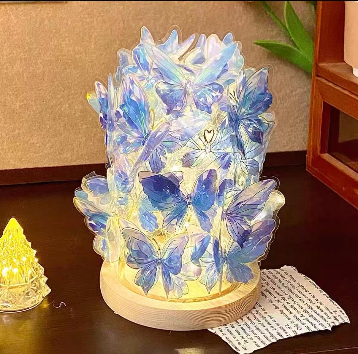 Butterfly Night Light, DIY Wall Decor,Romantic Bedroom Lighting for Girls, Nursery, Kids Room(Purple)