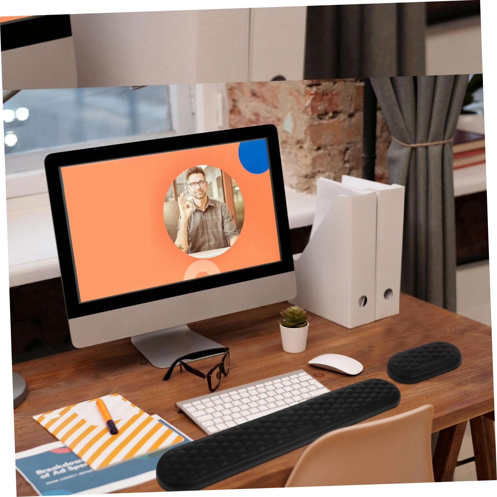 DOITOOL 1 Set Ergonomico Poggiapolsi per Tastiera Mouse in Silicone Antiscivolo Comfort per Ufficio Cuscinetto in Memory Foam per Digitazione