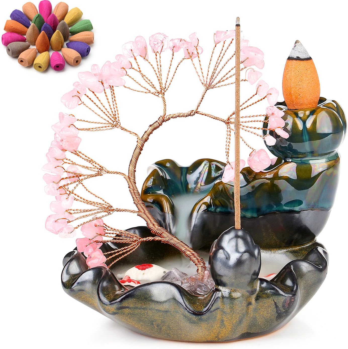 DUQGUHO Incense Holder Ceramic Backflow Incense Waterfall