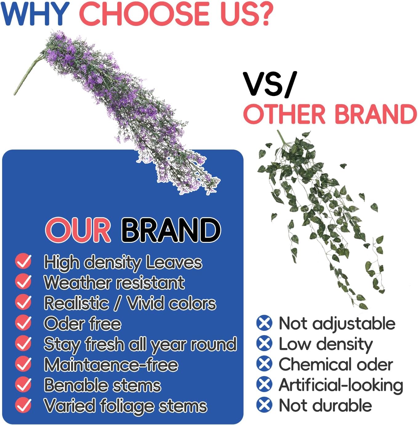 3PC Fake Hanging Plants Artificial Vines 24" Floral Faux Greenery Plant for Wall Home Room Table Wedding Indoor Outdoor Decoration, Lavender