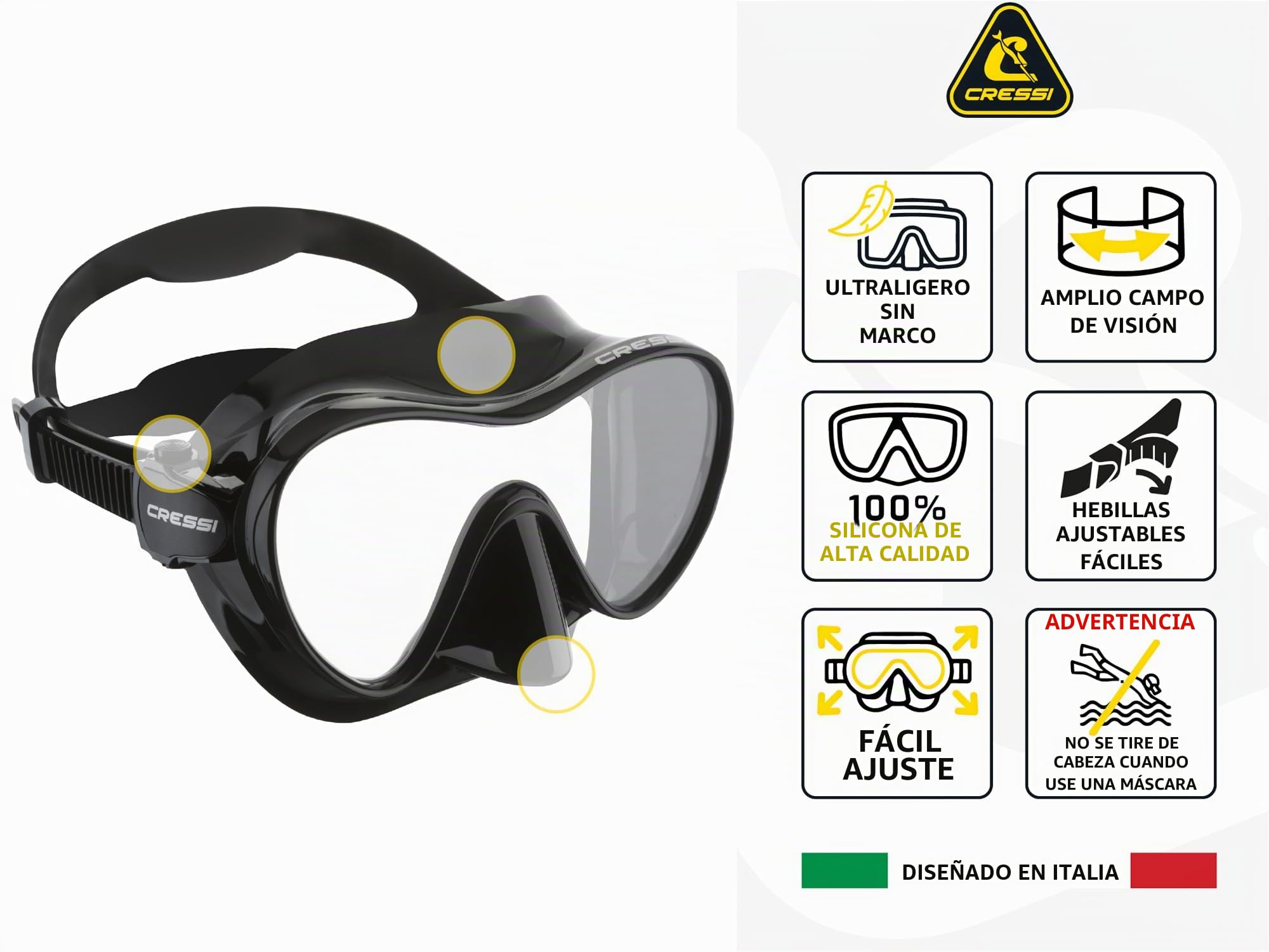 CRESSI F1 - Gafas de Buceo sin Marco