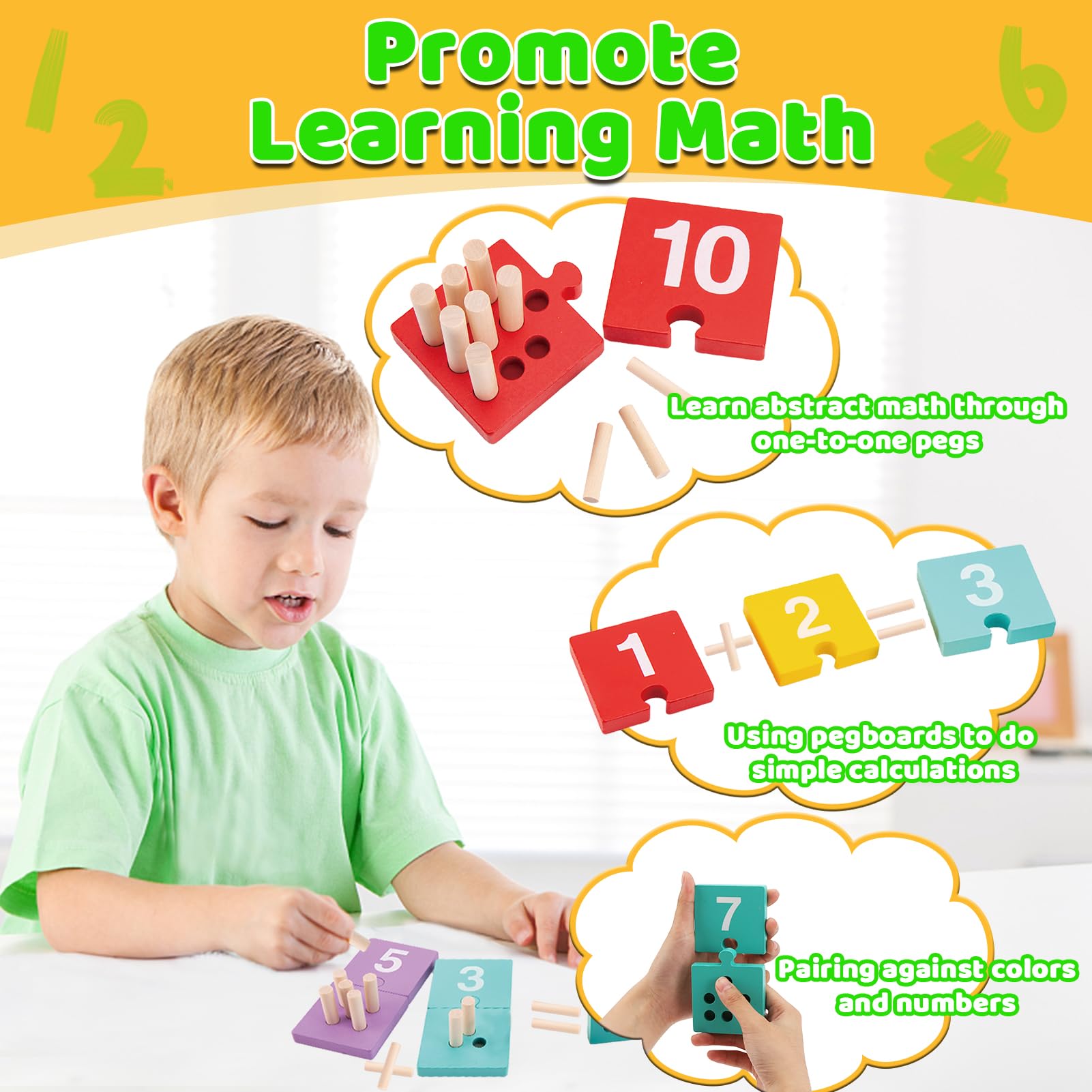 Jouet Montessori Mathématiques En Bois - Chiffres Et Cartes - Pour Enfants 3 à 6 Ans - Apprentissage Comptage