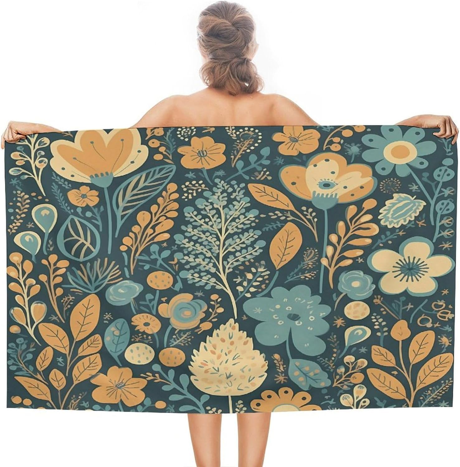 Swimming Towel, Decorative Flowers Printed Fashion Towel,Portable Towel,Durable Towel