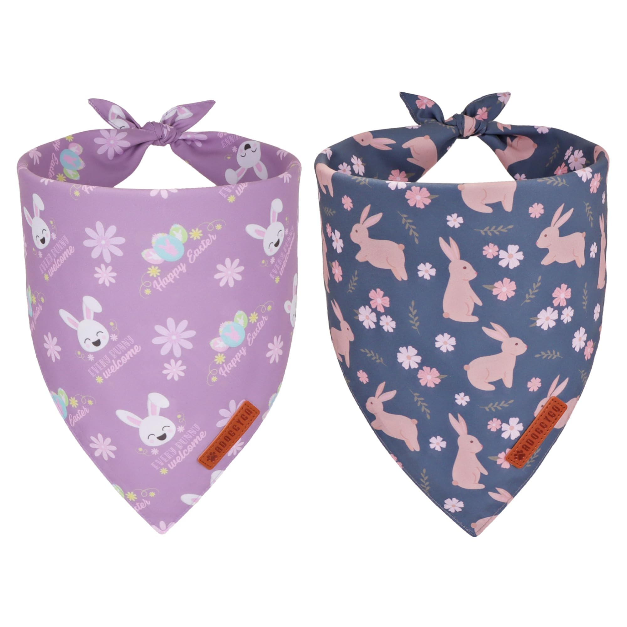 ADOGGYGO Easter Dog Bandanas, Reversible Bunny Floral Pet Scarf, Multi Size Offered, Rabbit Easter Bandana for Small Dogs Pets (Small)