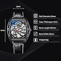 Vista 6 de RORIOS Reloj mecánico automático para hombre, con correa de piel, reloj luminoso, reloj de viento automático Tonneau