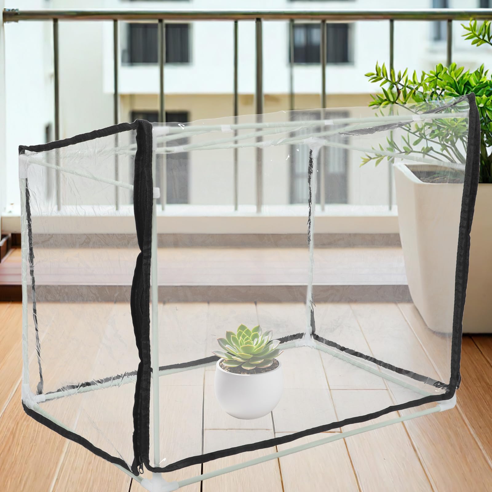 BESTonZON Invernadero de Plantas PVC y Tubos de Fibra 60x40x40cm con Cremallera , Pequeña Casa de Cultivo de Plantas Portátil , Protección ضد Heladas, para Plántulas y Flores en Macetas