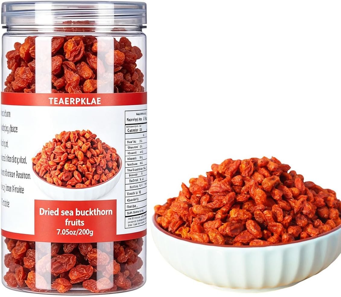 Sea Buckthorn Dried Berries 200g,Sea Buckthorn Fruit is Used for Snacks, Salads, Baked Goods, Milkshakes, Tea, etc