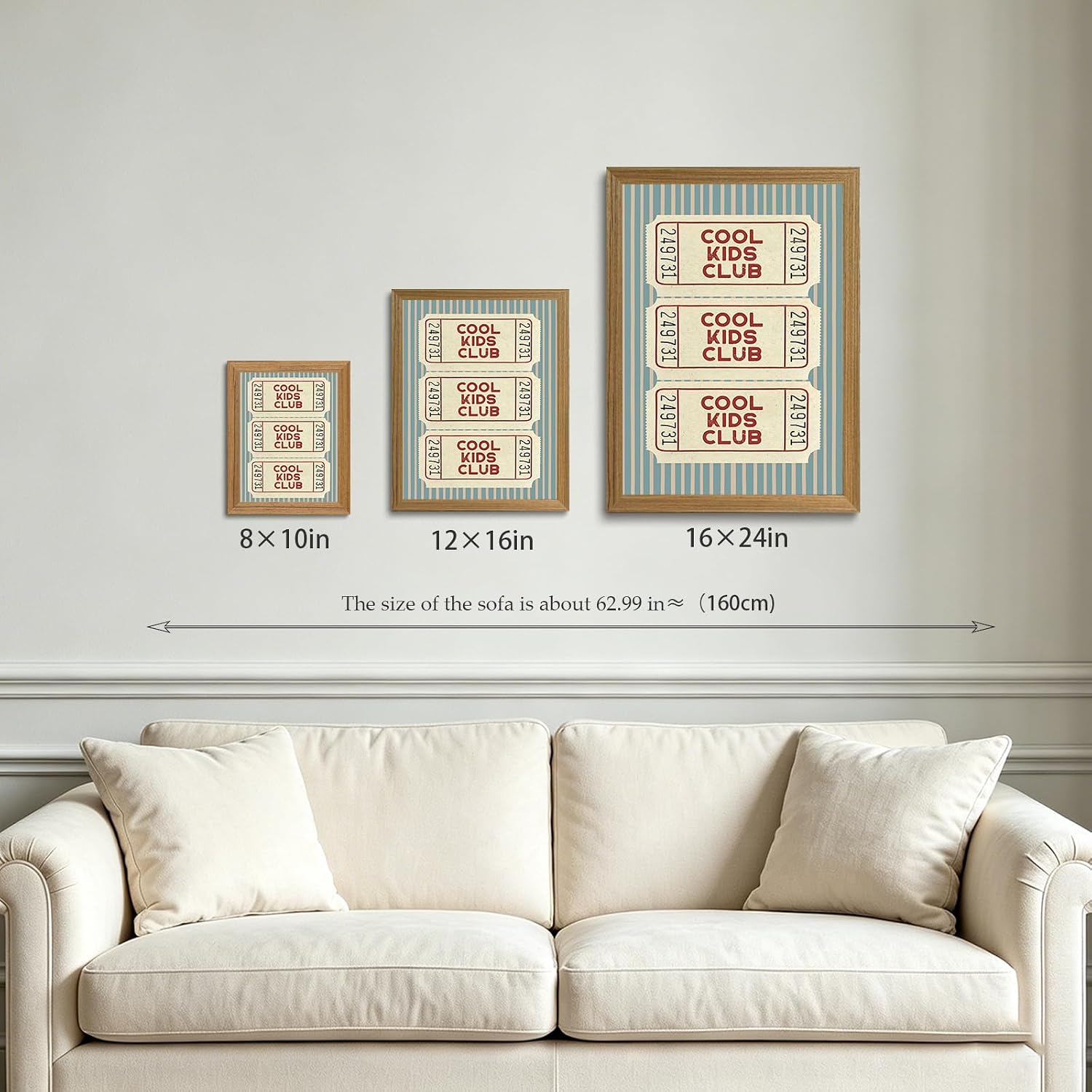 Vintage Framed Wall Art Cool Kids Club Ticket Canvas Print Decor image 4