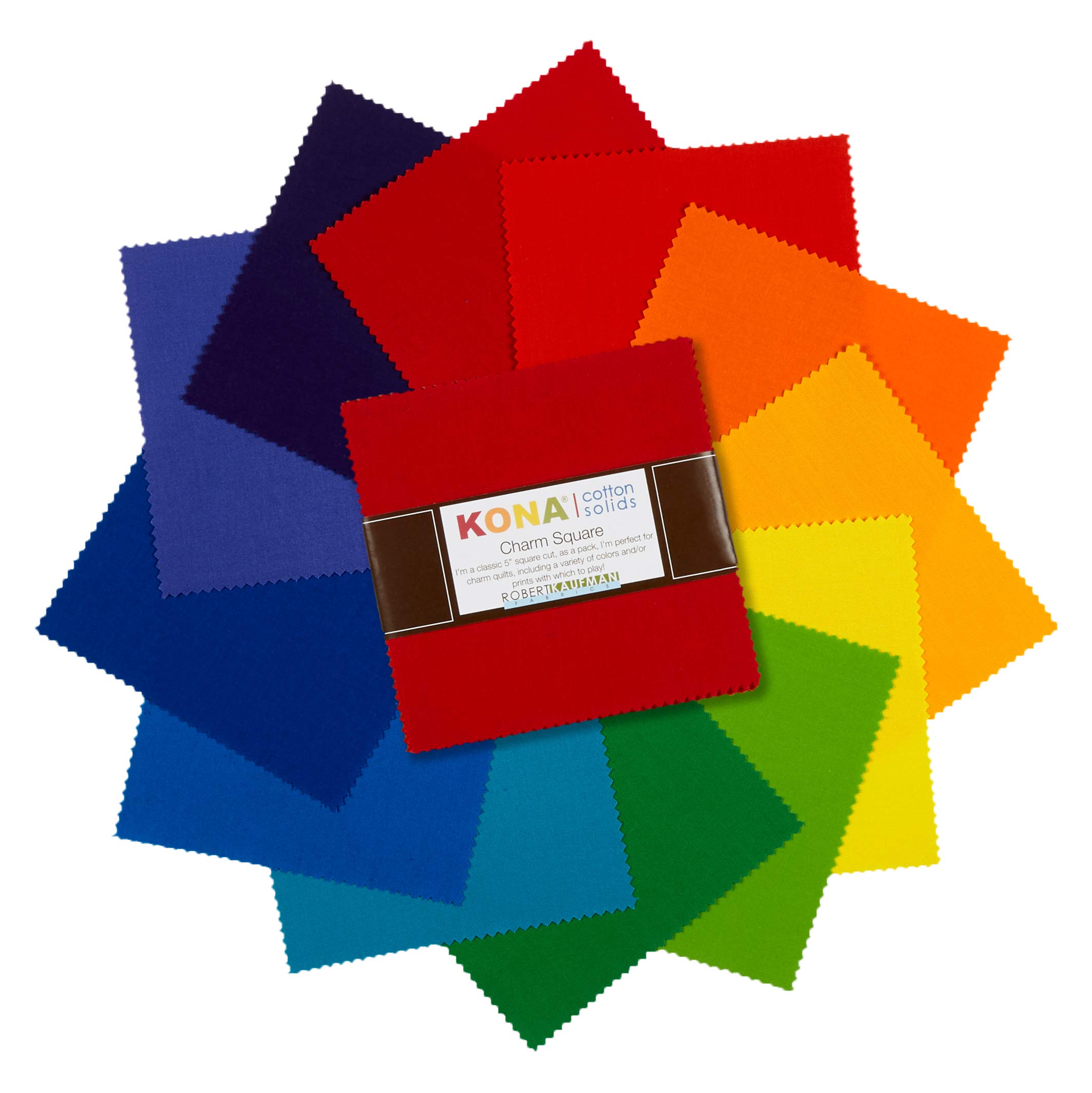 Kona Cotton Solids Bright Rainbow Charm Square 42 5-inch Squares Robert Kaufman CHS-734-42