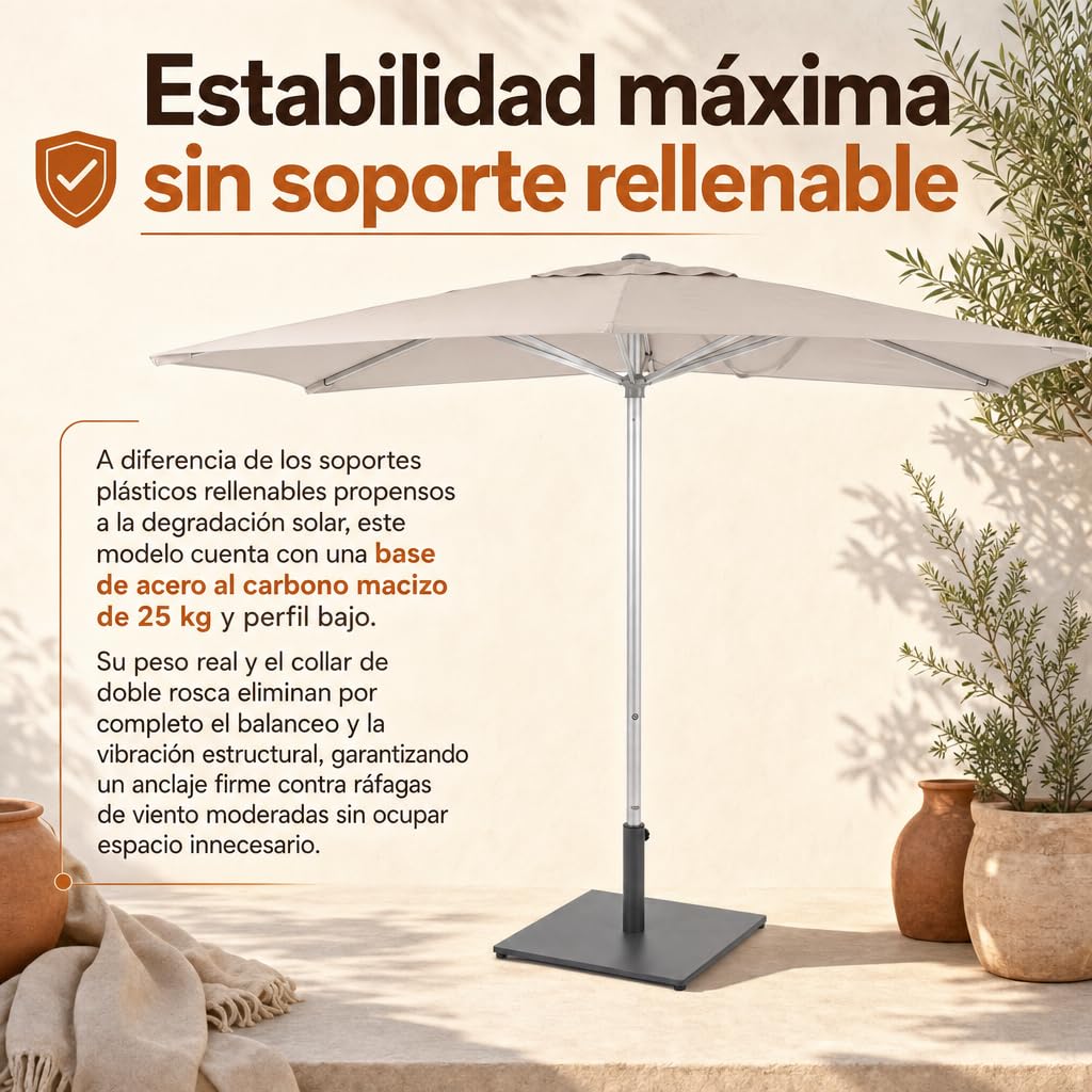 Parasol de Jardín, Sombrilla Cuadrada de Terraza con Protección UV50+ Estilo Minimalista, 3x3 m Beige