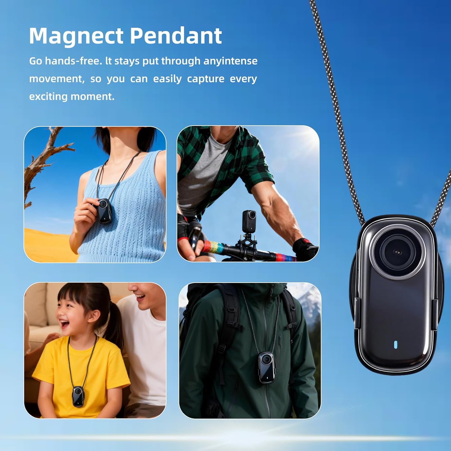 Thumb-Sized 4K Action Camera, Ultra-Portable Wearable POV Camera, 128GB, Wi-Fi, IPX7 Waterproof, EIS, with Magnetic Helmet Mount, Chest Sports Camera for Diving, Running, Cycling, Swimming