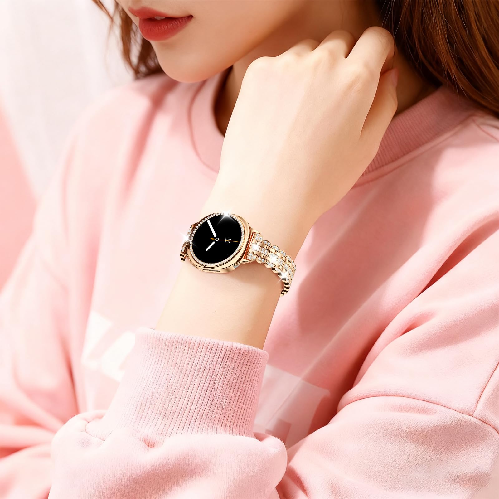 Bling Band + Hülle kompatibel mit Galaxy Watch 8 40 mm/44 mm, Damen-Ersatzarmband und Abdeckung für Samsung Galaxy Watch 8