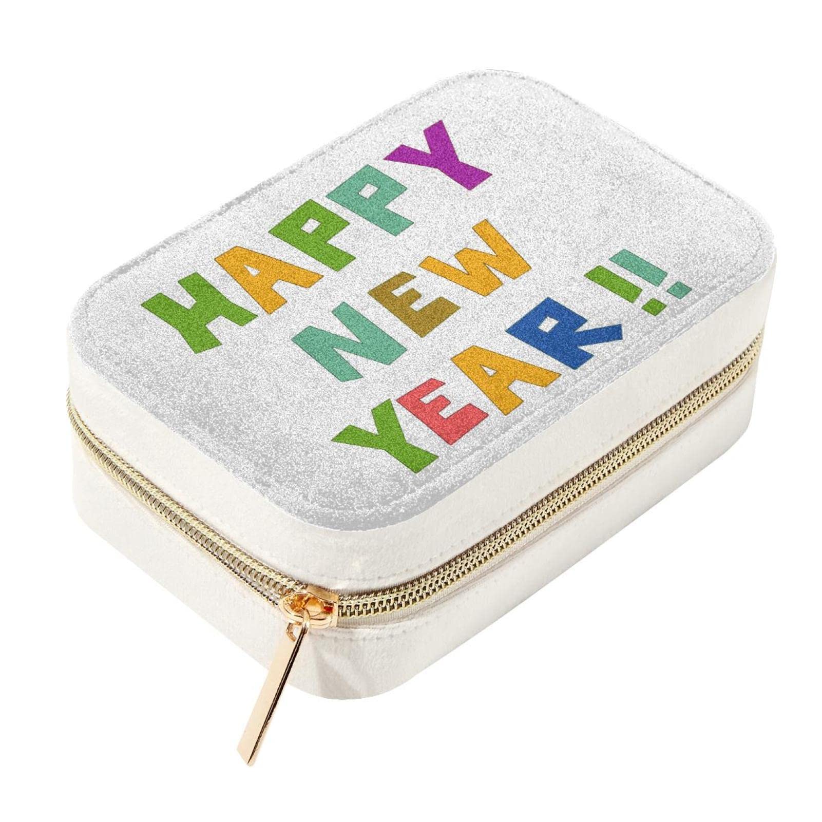 Joyero portátil de viaje Happy New Year con forro de terciopelo antirayaduras para pulseras