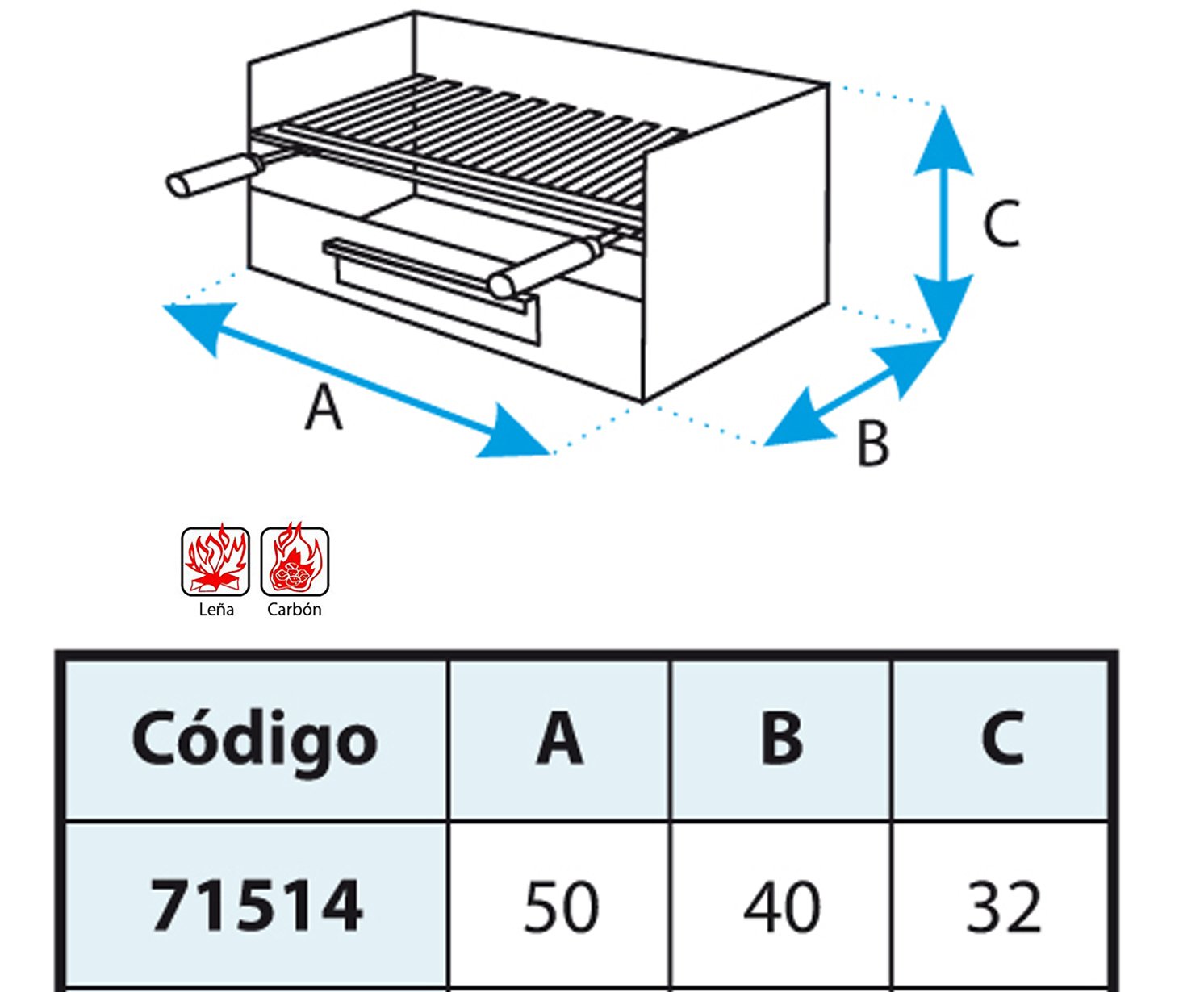 Imex El Zorro - Cajón Barbacoa con Parrilla Inoxidable | 50x40x32 cm | Diseño Compacto y Resistente para Parrilladas al Aire Libre
