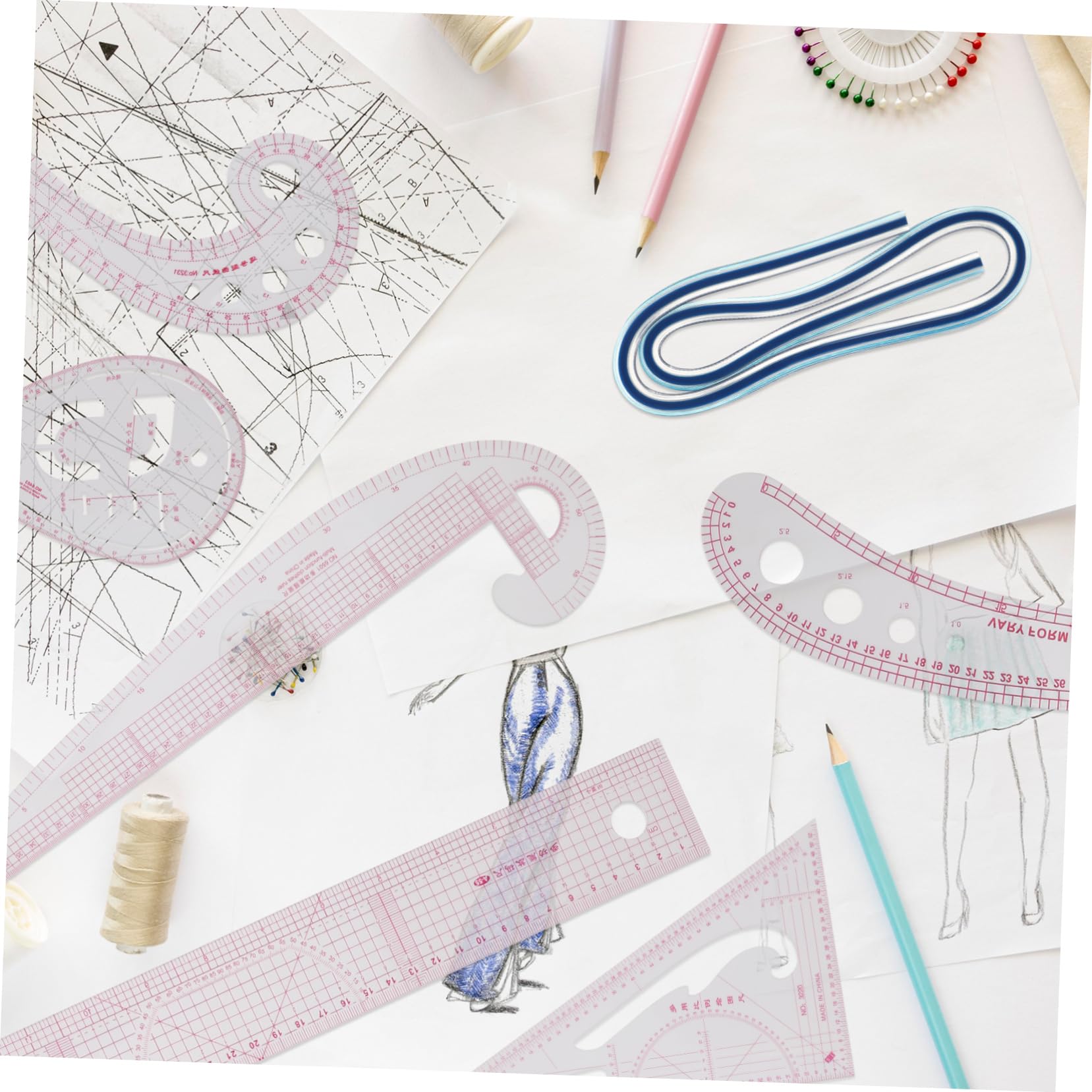 Regla de Curva Francesa para Costura, 1 Juego de Plástico | Flexible y Ligera, Medición Precisa, para DIY y Confección, Adecuado para Principiantes y Diseñadores