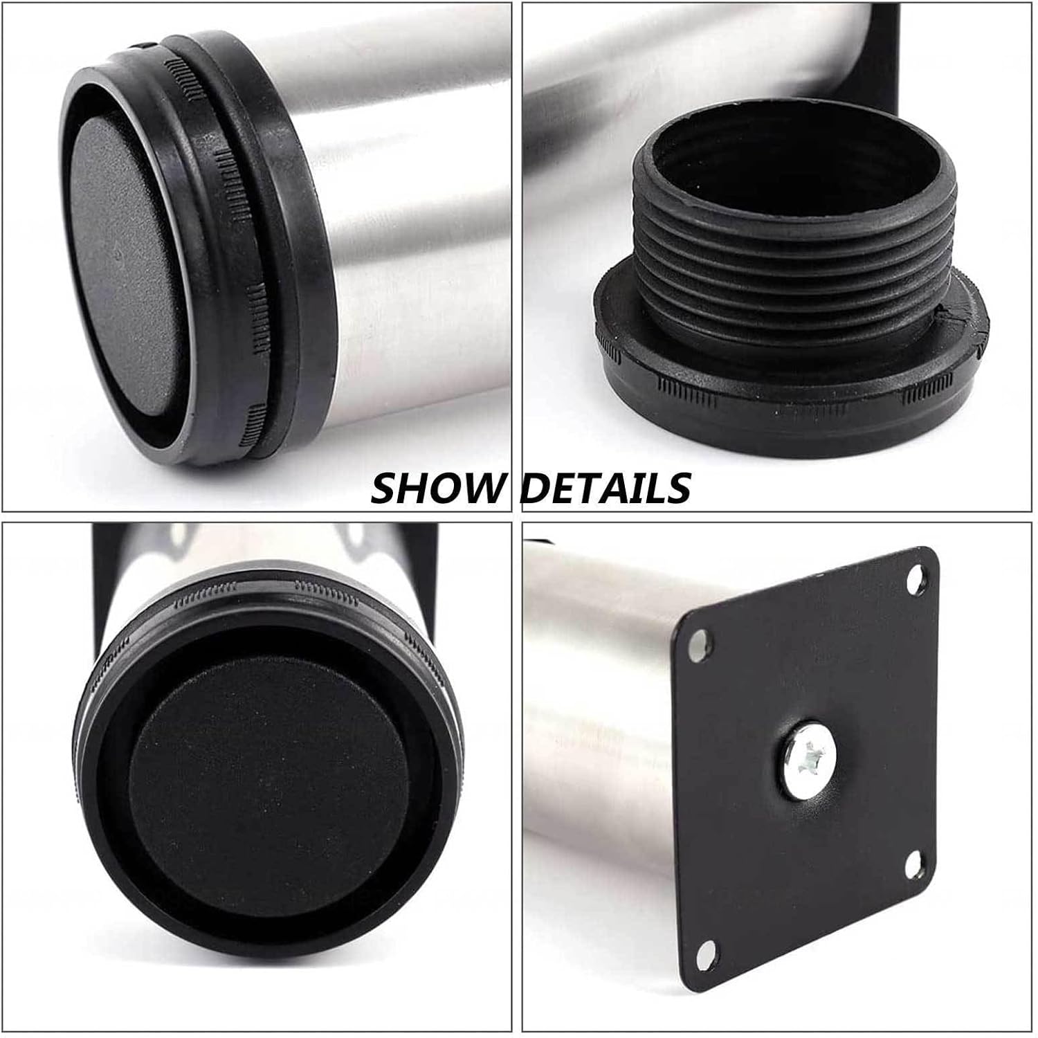Set of 4 Replacement Sofa Legs Kitchen Cabinet Adjustable Feet Cabinet Feet Table Leg Round Furniture Leg 0-15mm for DIY Furniture,80mm(3.15in) ()