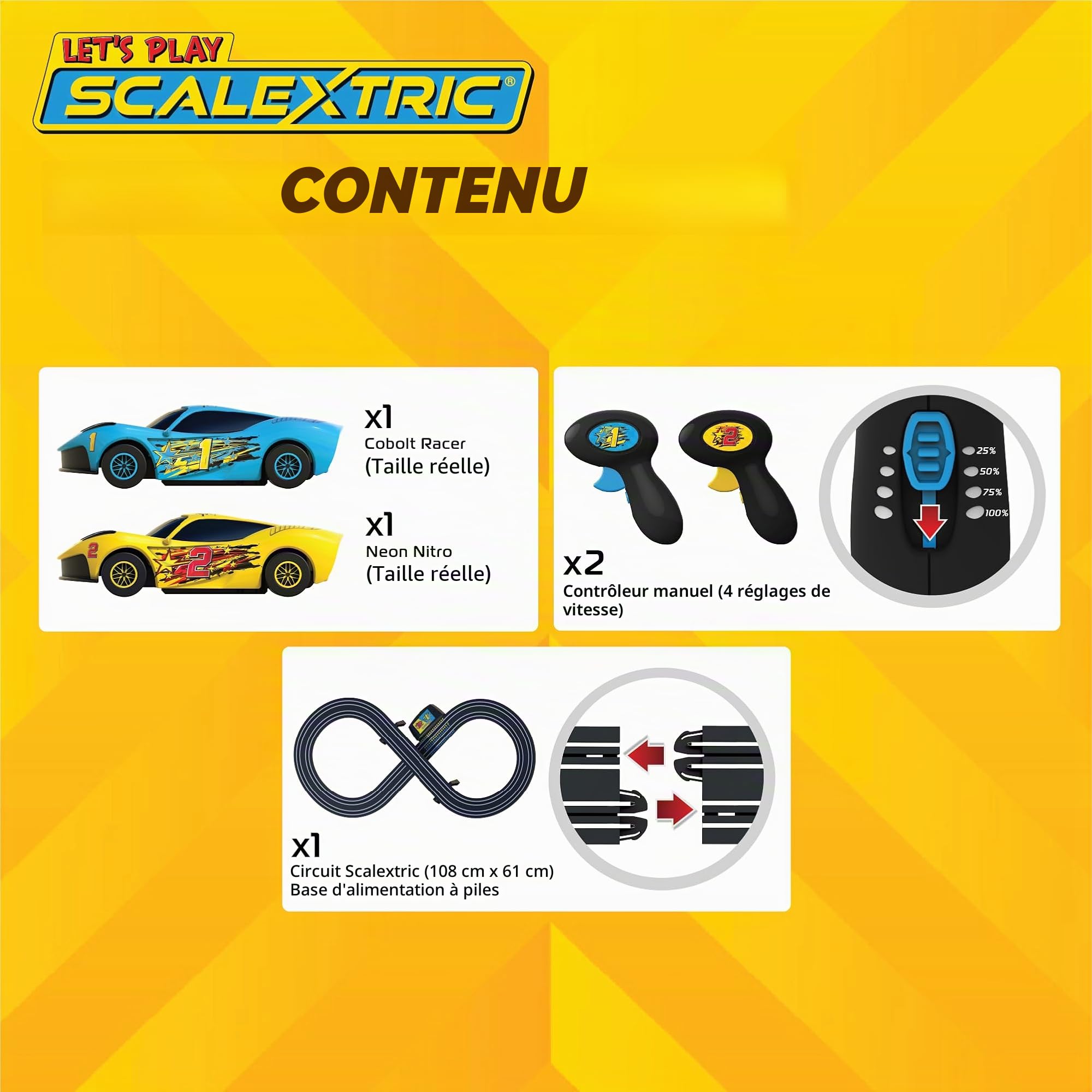 Scalextric Micro Mon Premier Circuit de Course Scalextric Let's Play, G1188M pour Enfants à partir de 3 Ans - Circuit de Course Miniature à Piles, Kits de Voitures pour garçons