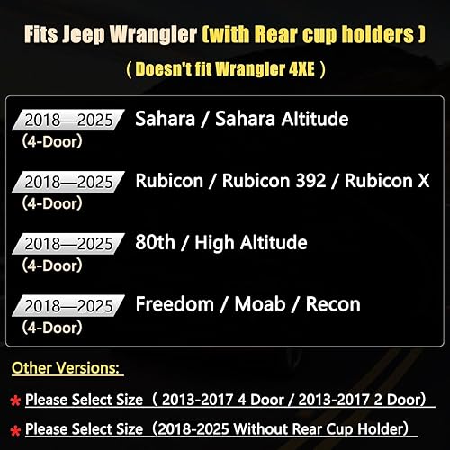 Miniatura 7 de GIANT PANDA Juego completo de fundas de asiento de automóvil personalizadas para Jeep Wrangler de 4 puertas JL Sahara Altitude Rubicon 392 Unlimited