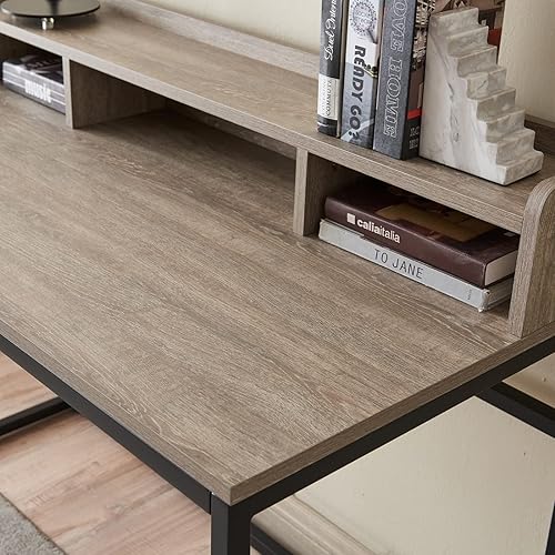 Miniatura 6 de CENSI Escritorio para computadora de 47 pulgadas con gabinete, escritorio industrial para oficina en casa con estantes de almacenamiento, mesa de