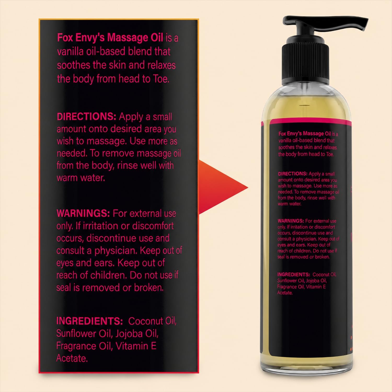 Body Massage Oil: Massage Oil for Massage Therapy, Premium Massaging Oil-Lush Vanilla Scent with Jojoba & Coconut, Therapeutic Oil 1Bottle, 8 fl oz