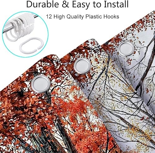 Miniatura 7 de Juego de cortinas de ducha de tela para el día de Acción de Gracias para el baño, diseño rústico de granja, pavo, calabazas, cosecha, lindo juego de