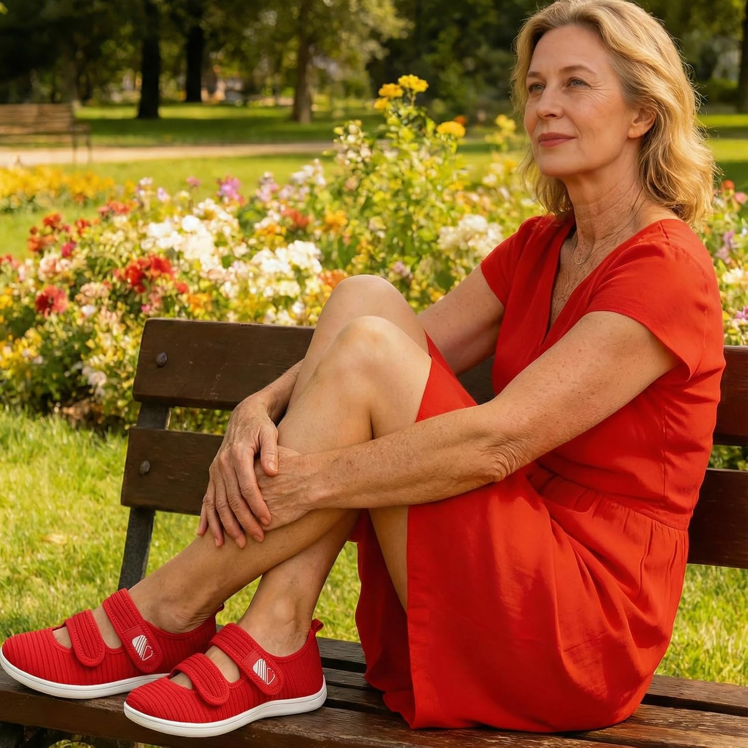 Besroad Womens Walking Shoes Wide Diabetic Shoes Adjustable Barefoot Casual Sneakers Breathable Zero Drop Arthritis Edema Sneakers Indoor Outdoor - Image 2