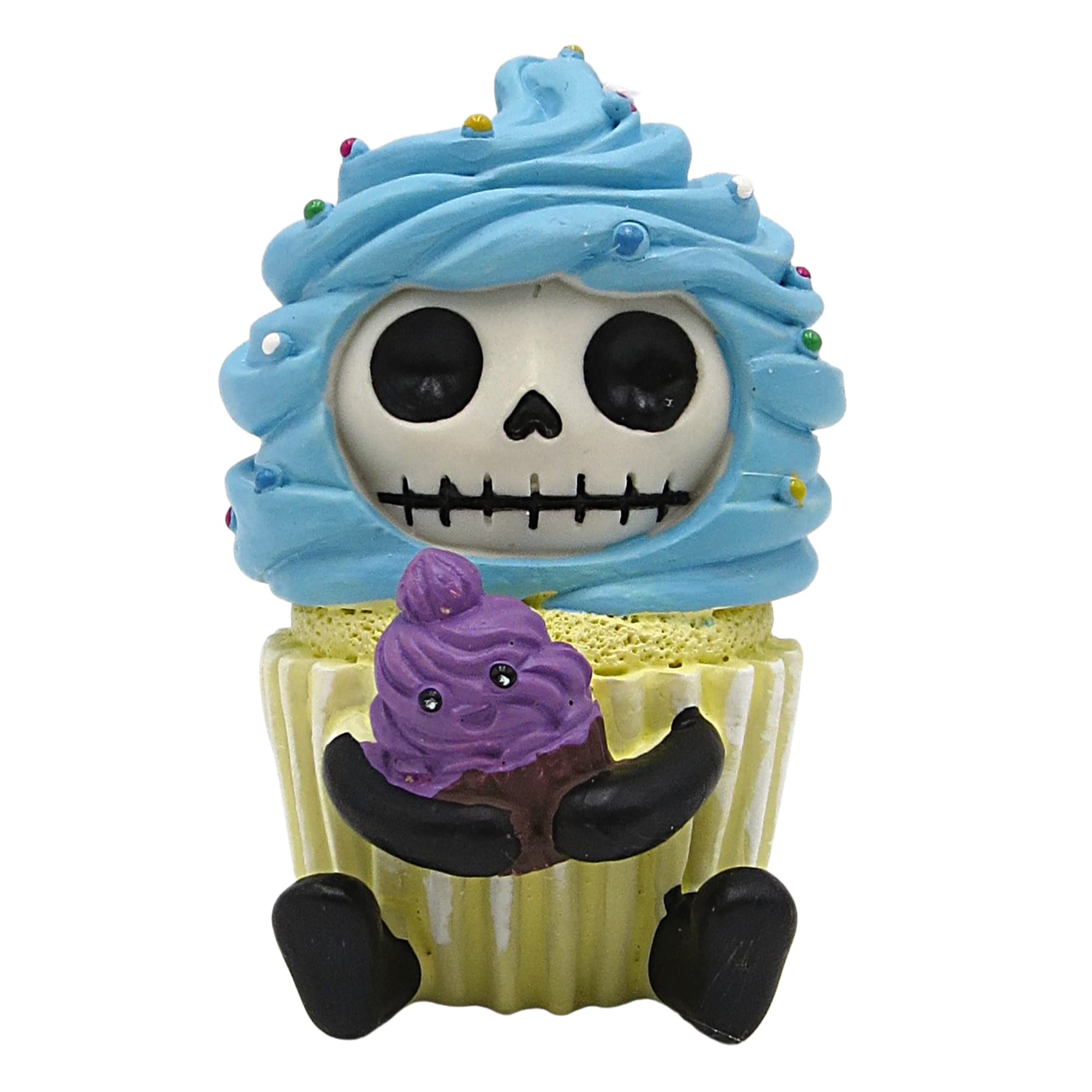 Furry Bones Cuppie Collectible Figurine, Skeleton in Cupcake Costume, Unique Home Decor Tabletop Statue, 3.25 Inches