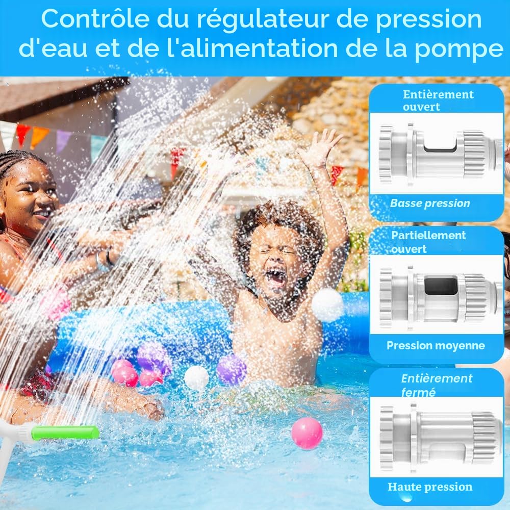 Fontaine de Piscine Cascade à Double Jet avec Arrosage Réglable Haute Pression, Deux TêTes et Connecteur 1,5 in